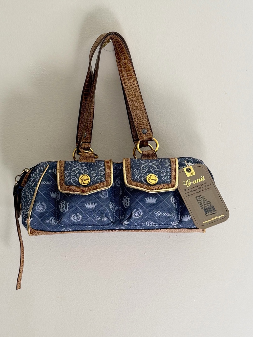 NEW Vintage Y2K G-Unit Denim Monogram Barrel Bag